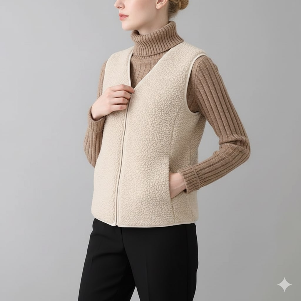 Herlene Women’s Fleece Vest – Plush Shearling Vest Lightweight Layer