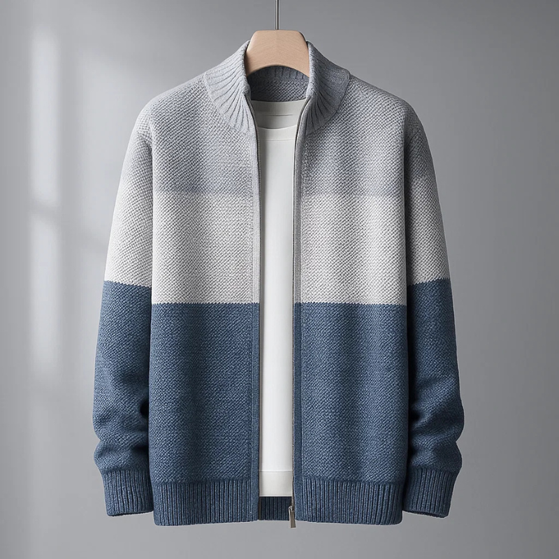 Loren Men’s Fleece Jacket – Cotton Knitted Full-Zip Jacket