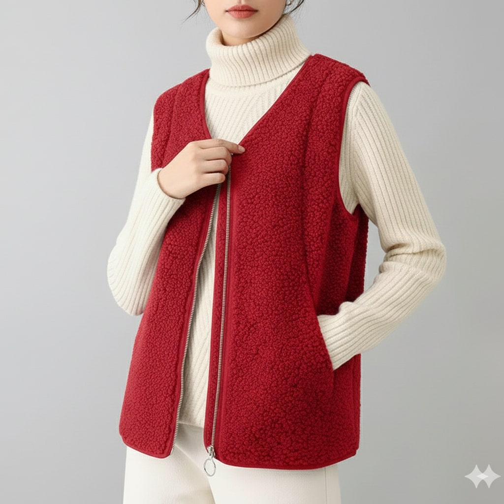 Herlene Women’s Fleece Vest – Plush Shearling Vest Lightweight Layer