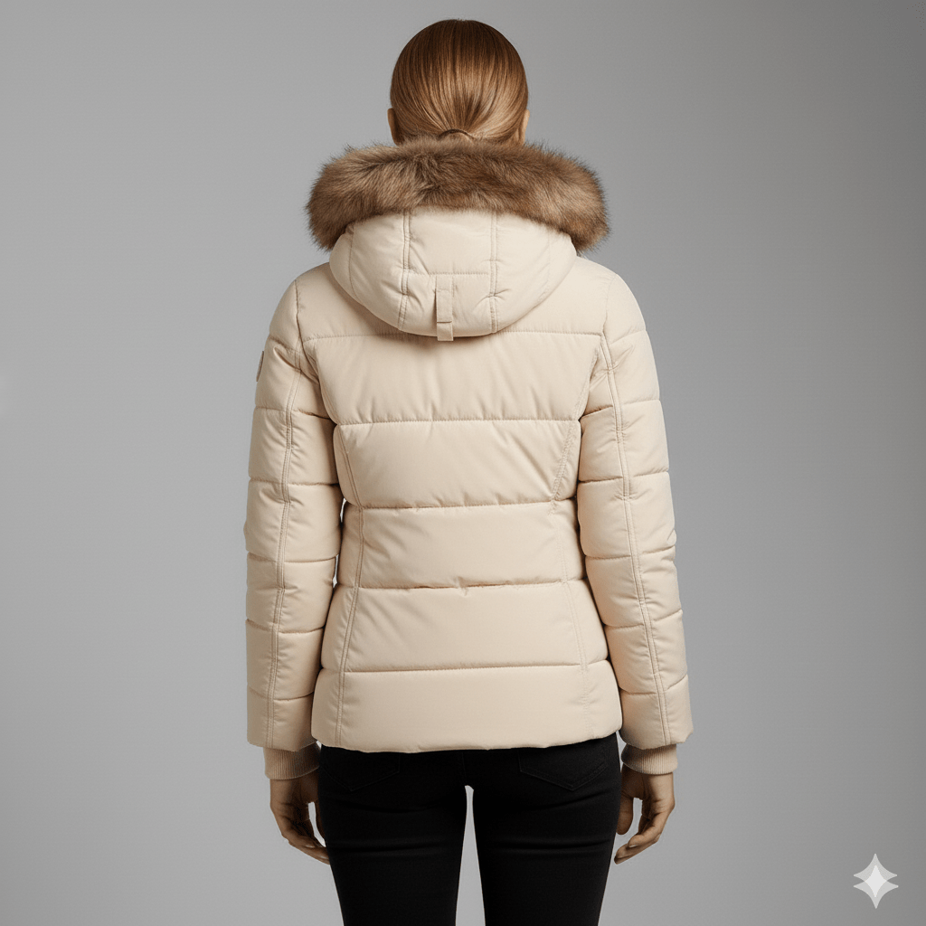Veronica Women’s Puffer Jacket – Quilted Winter Coat with Detachable Fur Hood