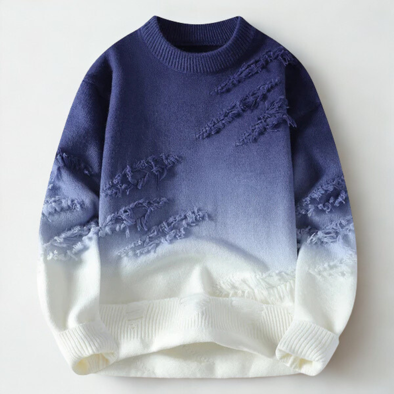 Hype Ombre Men’s Wool Sweater – Gradient Crew Neck Pullover for Fall