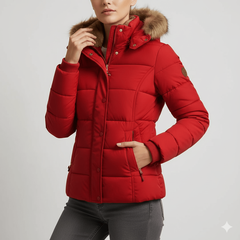 Veronica Women’s Puffer Jacket – Quilted Winter Coat with Detachable Fur Hood