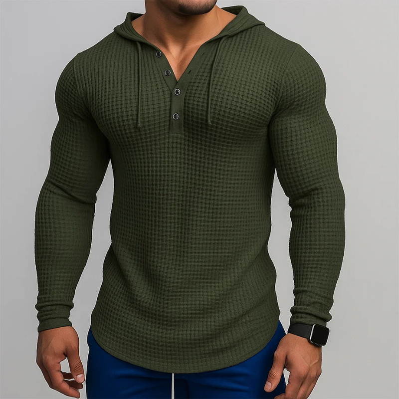 Landon Men’s Hoodie Pullover – Waffle Knit Textured Pullover