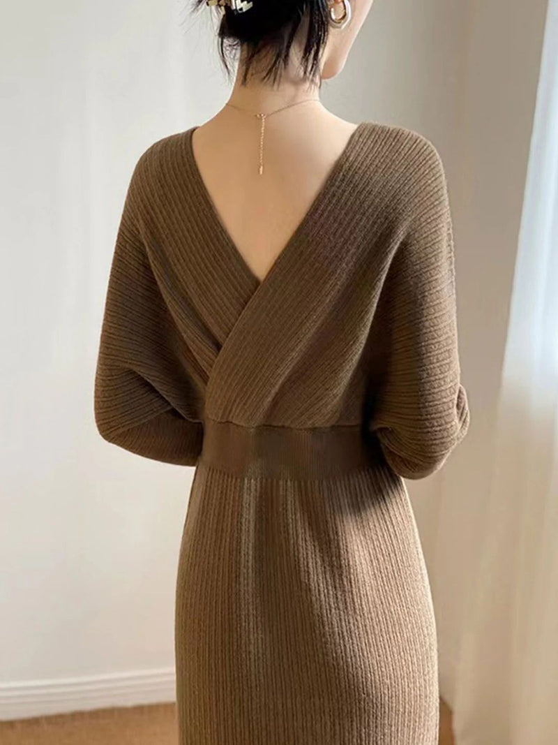 Tatum Chic V-Neck Casual Knit Dress