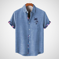 Lonel Palm Accent Short Sleeve Shirt – Breathable Summer Button-Up for Men