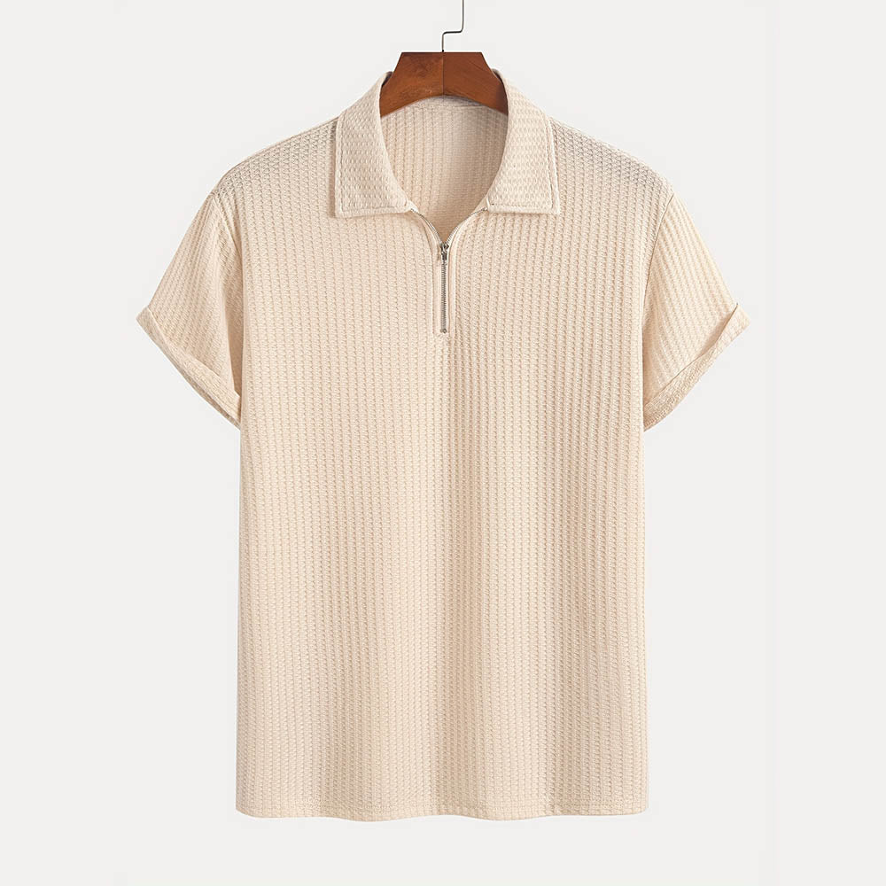 Dominic Men’s Polo Shirt – Textured Organic Half-Zip Men’s Polo