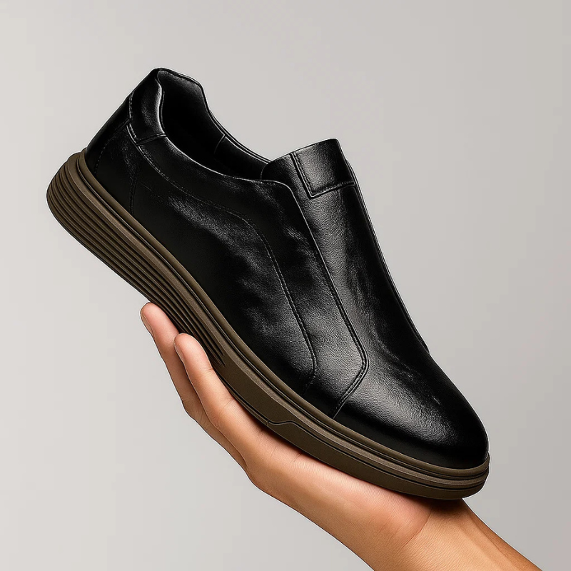 Farjan Men’s Sneakers – Lightweight Leather Slip-On Casual Shoes
