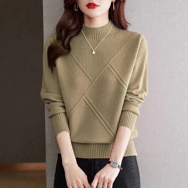Veronica Women’s Pullover Sweater – Soft Cotton Blend with Mock Neck