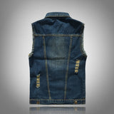 Luigi Distressed Denim Vest – Rugged Sleeveless Layer for Edgy Street Looks