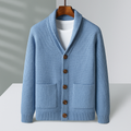 Ezra Men’s Cashmere Cardigan – Waffle Knit Button-Up Cardigan
