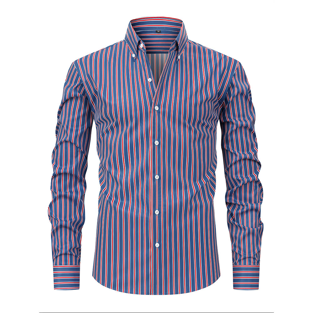 Marco Men’s Button Down Shirt – Classic Striped Cotton Blend Shirt