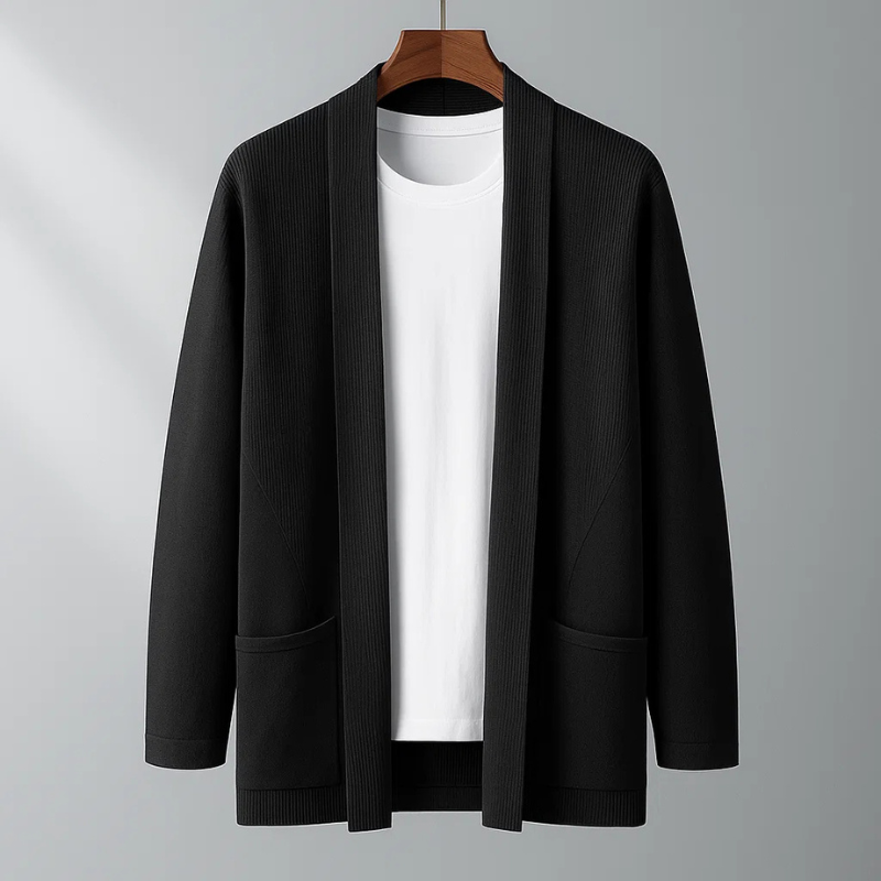 Darius Men’s Knit Cardigan – Soft-Touch Open Front Sweater
