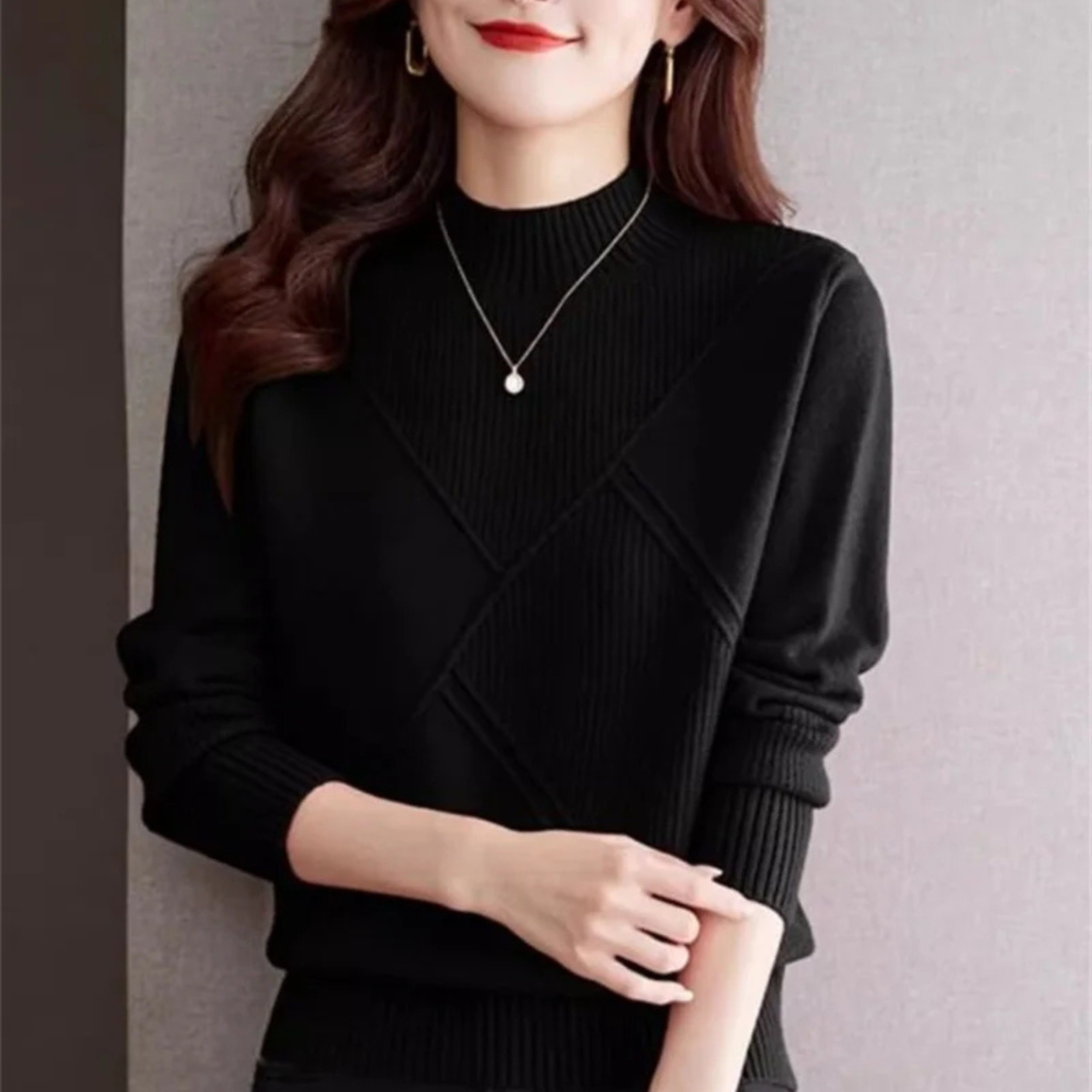 Veronica Women’s Pullover Sweater – Soft Cotton Blend with Mock Neck