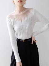 Ember Silver Accent Mesh Knit Blouse