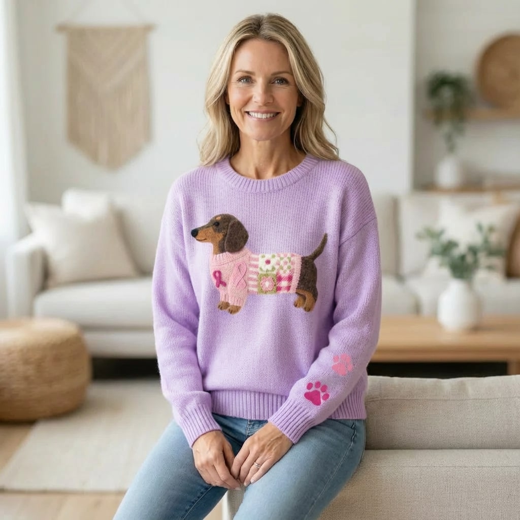 Daphne Women’s Sweater – Dachshund Design Jumper