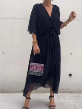 Madison V-Neck Chiffon Maxi Dress