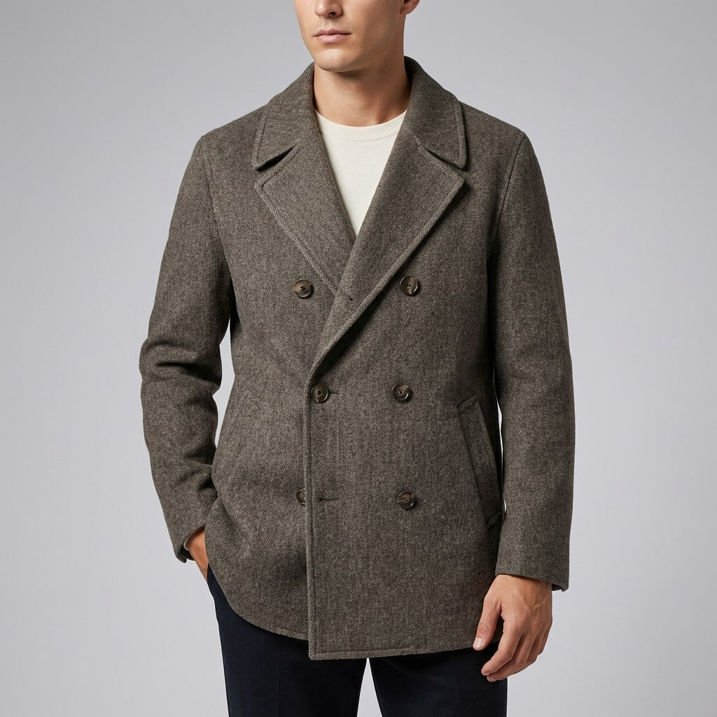 Soreno Men’s Coat – Double Breasted Wool Coat