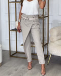 Kingston Trendy Patchwork Belted Pants