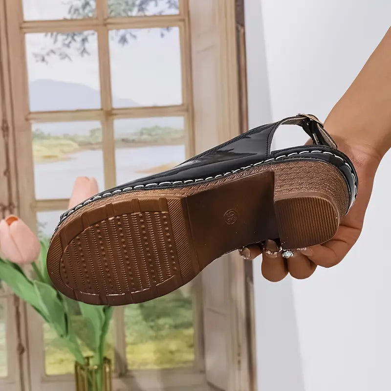 Lana Glossy Croco Buckle Sandals – Luxe Faux Leather Slides for Summer Days