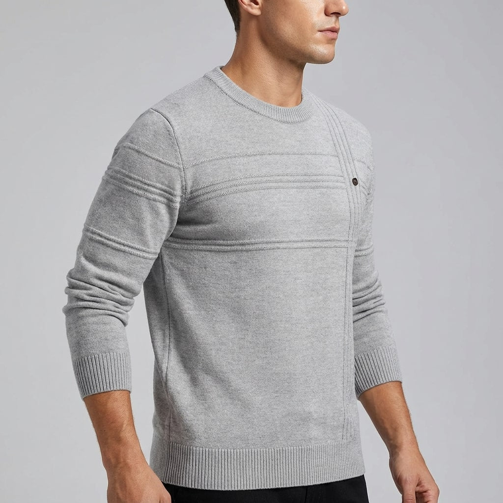 Bradford Men’s Cotton Sweater – Midweight Crew Neck Jumper with Tailored Fit