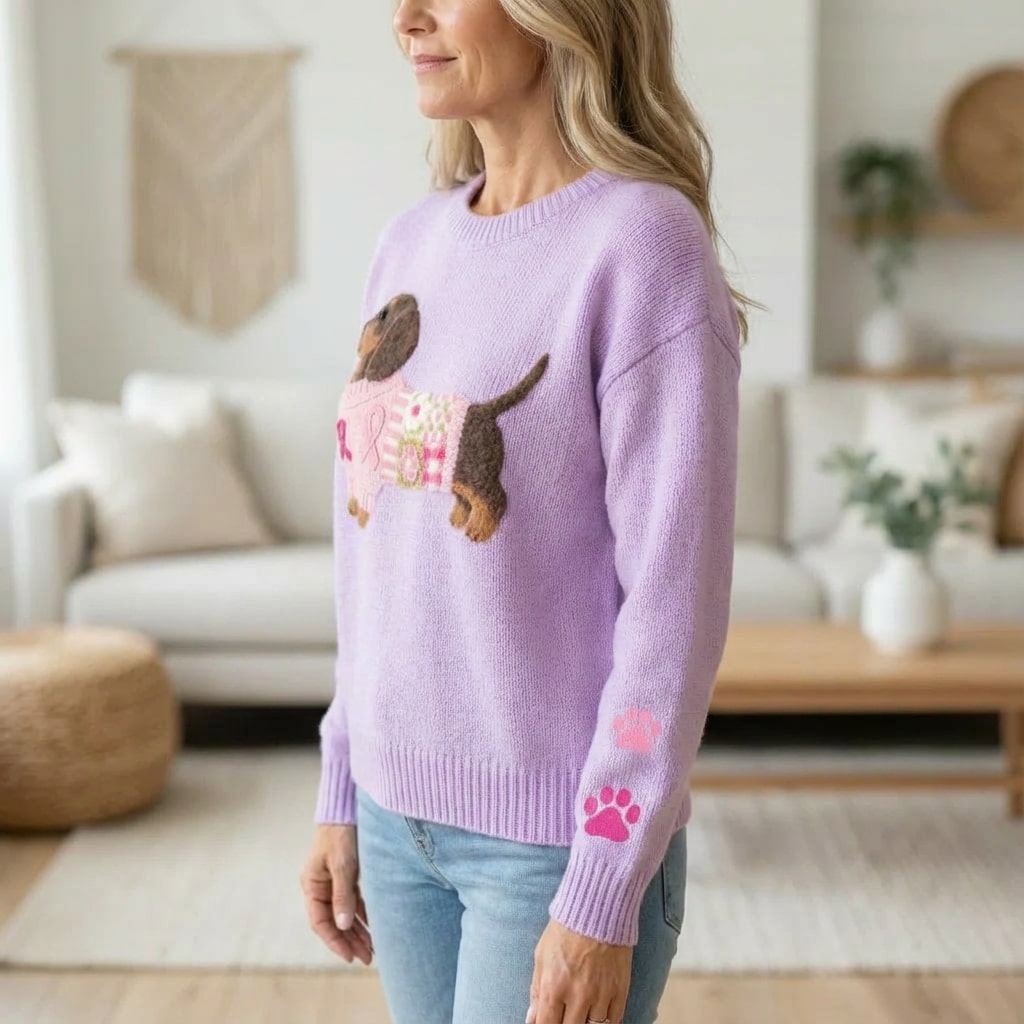 Daphne Women’s Sweater – Dachshund Design Jumper
