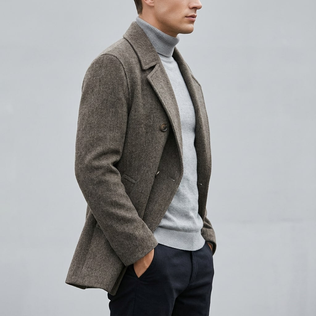 Soreno Men’s Coat – Double Breasted Wool Coat