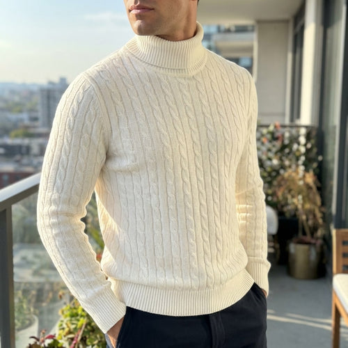 Arthur Men’s Turtleneck Sweater – Cable Knit Jumper