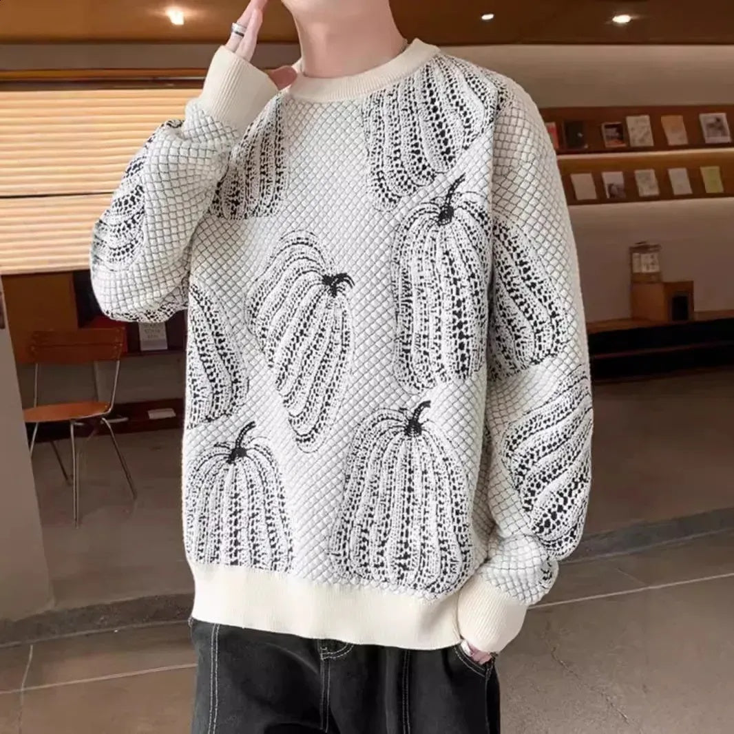Mason Men’s Sweater – Cozy Pullover Knit with Seasonal Pumpkin Pattern