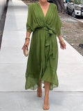 Madison V-Neck Chiffon Maxi Dress