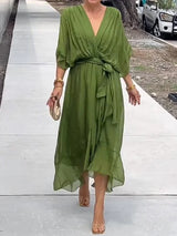 Madison V-Neck Chiffon Maxi Dress