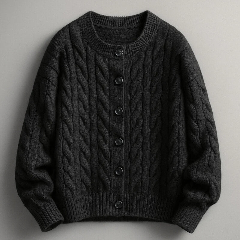 David Men’s Cardigan – Cable Knit Cardigan with Classic Button-Up Style