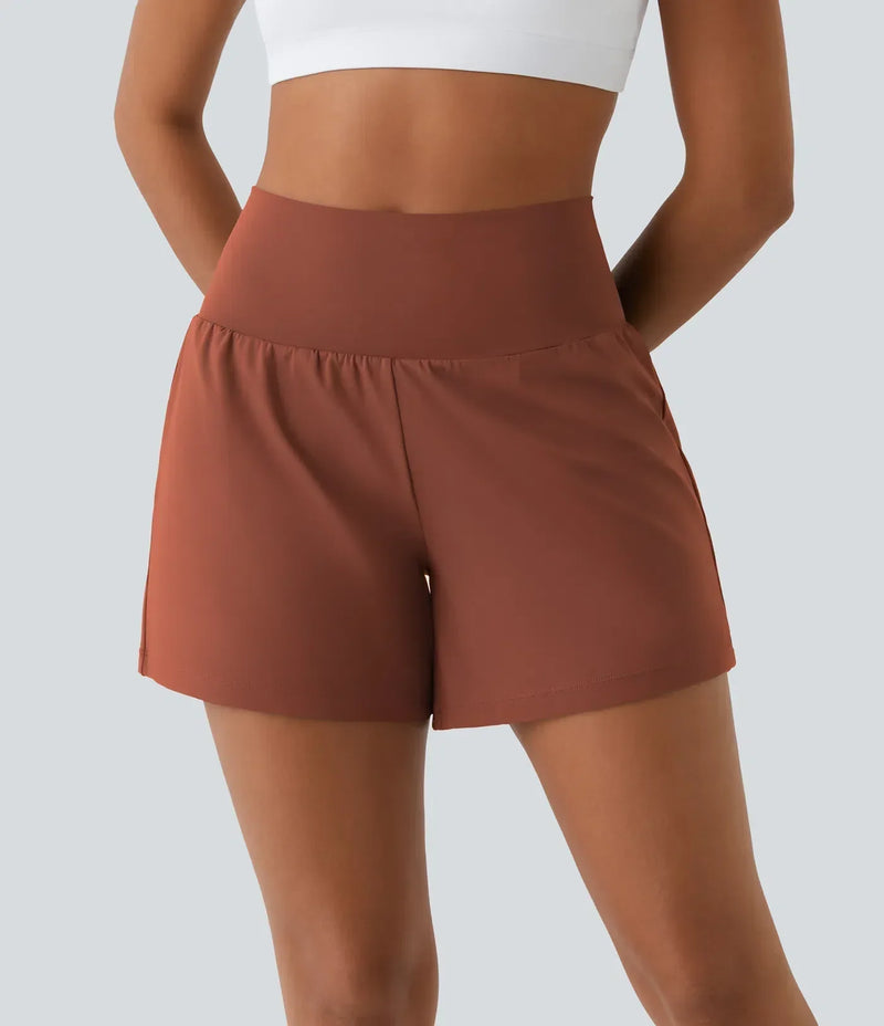Sienna Performance Pocket Shorts – High-Waist Yoga Shorts with Coverage & Storage