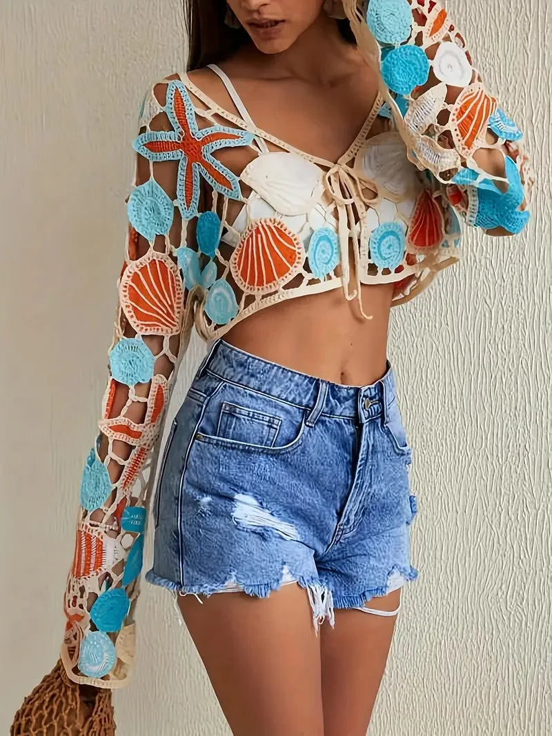 Marina Crochet Beach Cover-Up – Open-Knit Layering Piece for Effortless Resort Style