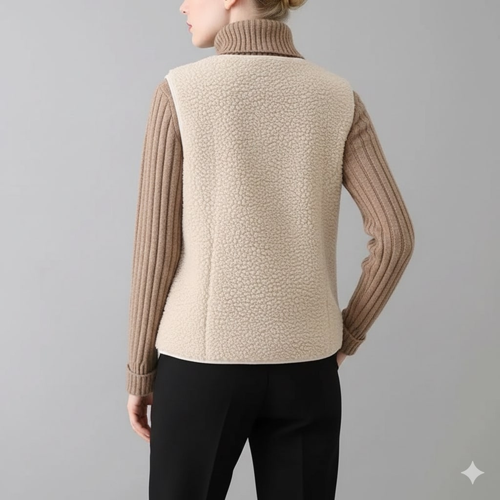 Herlene Women’s Fleece Vest – Plush Shearling Vest Lightweight Layer