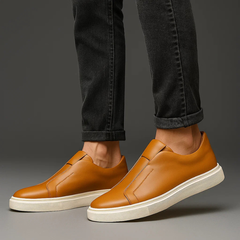 Miro Men’s Casual Shoes – Leather Slip-On Sneakers with Cushioned Comfort