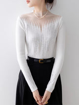 Ember Silver Accent Mesh Knit Blouse