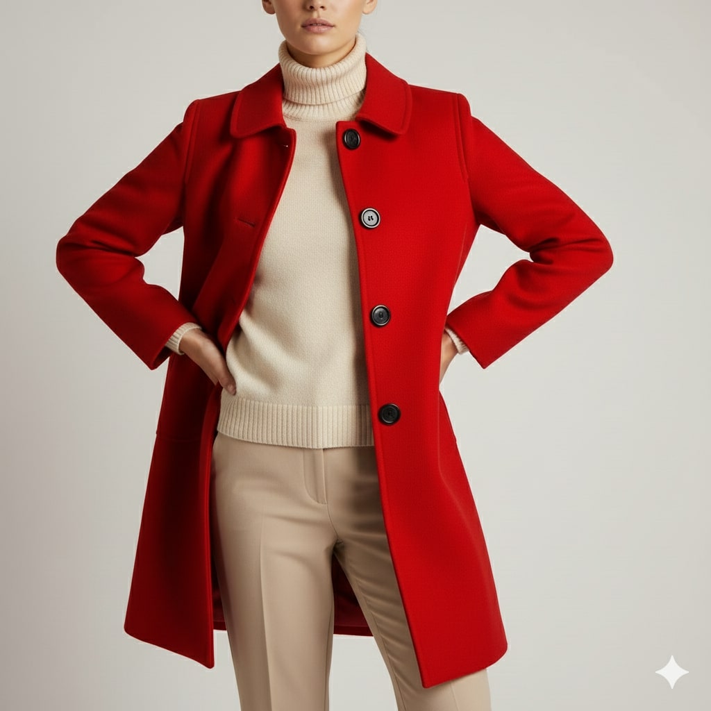 Eloisa Women’s Wool Coat – Virgin Wool Overcoat with Tailored Straight Cut