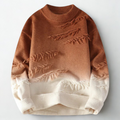 Hype Ombre Men’s Wool Sweater – Gradient Crew Neck Pullover for Fall