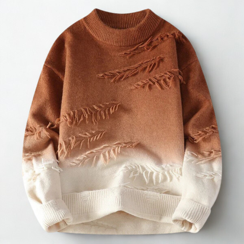 Hype Ombre Men’s Wool Sweater – Gradient Crew Neck Pullover for Fall