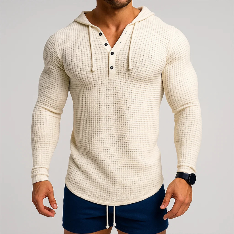 Landon Men’s Hoodie Pullover – Waffle Knit Textured Pullover