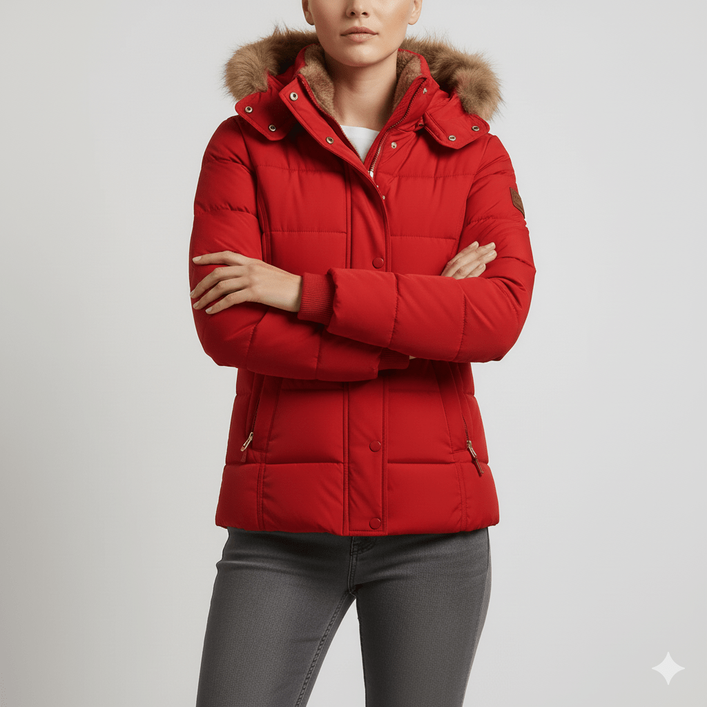Veronica Women’s Puffer Jacket – Quilted Winter Coat with Detachable Fur Hood