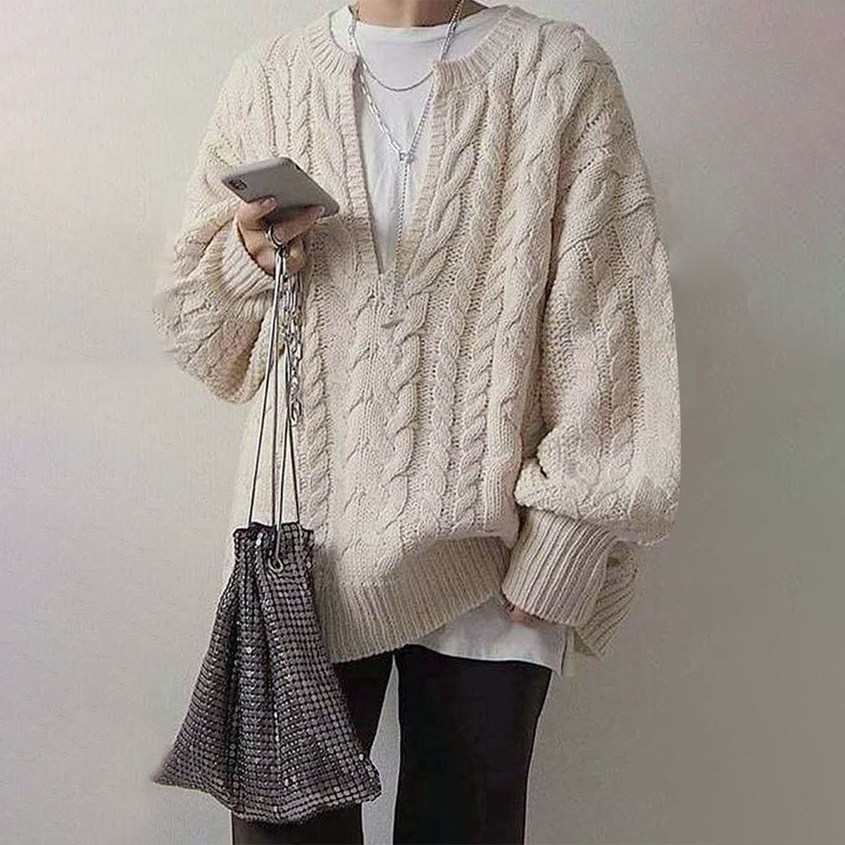 Aurora Ivory V-Neck Sweater