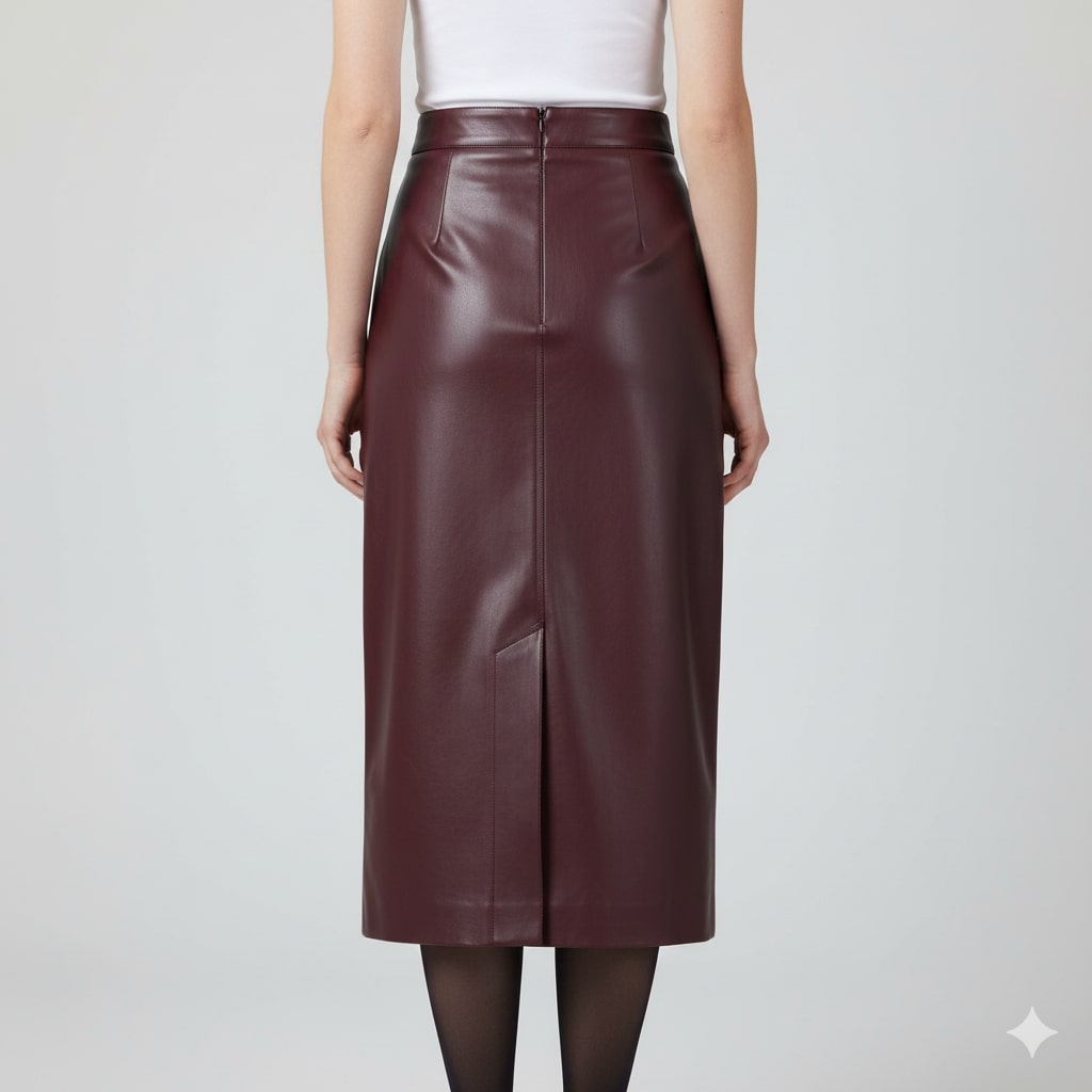 Darla Women’s Leather Pencil Skirt – High-Waist Slim Fit Leather Skirt