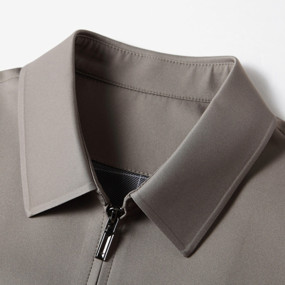 Brandon Men’s Lightweight Jacket – Wrinkle-Resistant with Lapel Collar & Zip Front