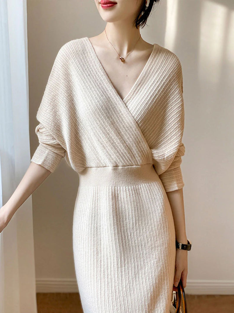 Tatum Chic V-Neck Casual Knit Dress