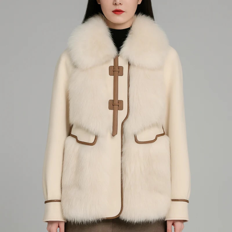 Almana Women’s Plush Fur Coat – Luxurious Winter Jacket with Toggle Closure