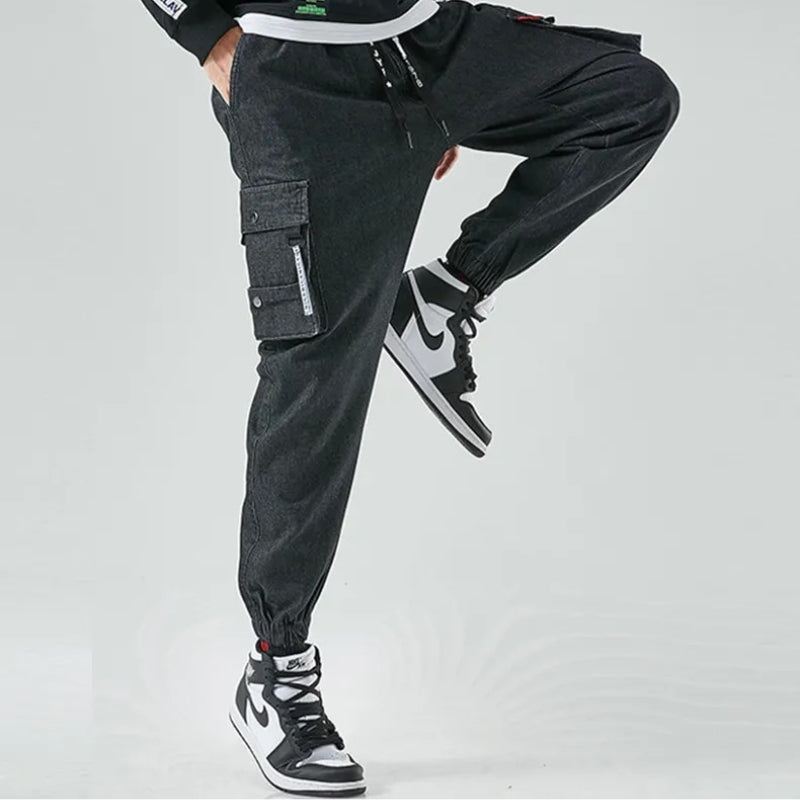 Logan Men’s Cargo Pants – Stretch Denim with Elastic Cuffs & Tapered Street Fit