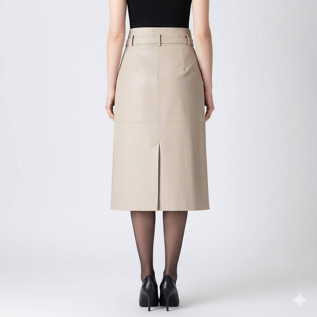 Maui Women's Leather Skirt – High-Waist Asymmetrical Leather Pencil Skirt