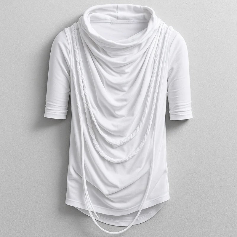 Ameer Men’s Hooded Shirt – Stretch-Knit Cotton with Asymmetrical Hem