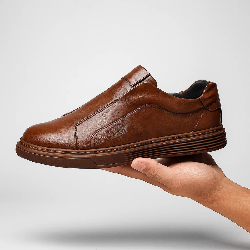 Farjan Men’s Sneakers – Lightweight Leather Slip-On Casual Shoes
